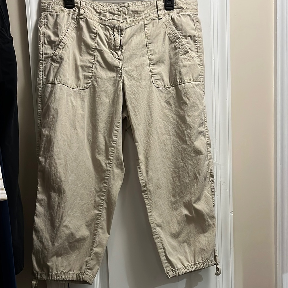 LOFT Tan Capris Relaxed Fit Cotton